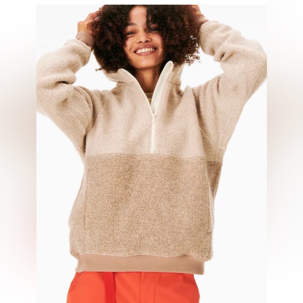Outdoor Voices Tan And Cream Hoodie